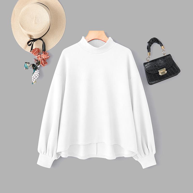 ZANZEA Women Casual Stand Collar Loose Long Sleeve Pullover Tops