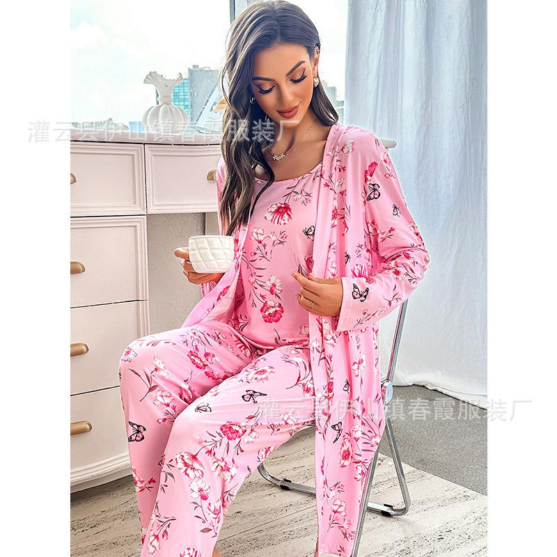 Platform women s loungewear pajamas pajamas trousers suspender pajamas three-piece suit women S розовый