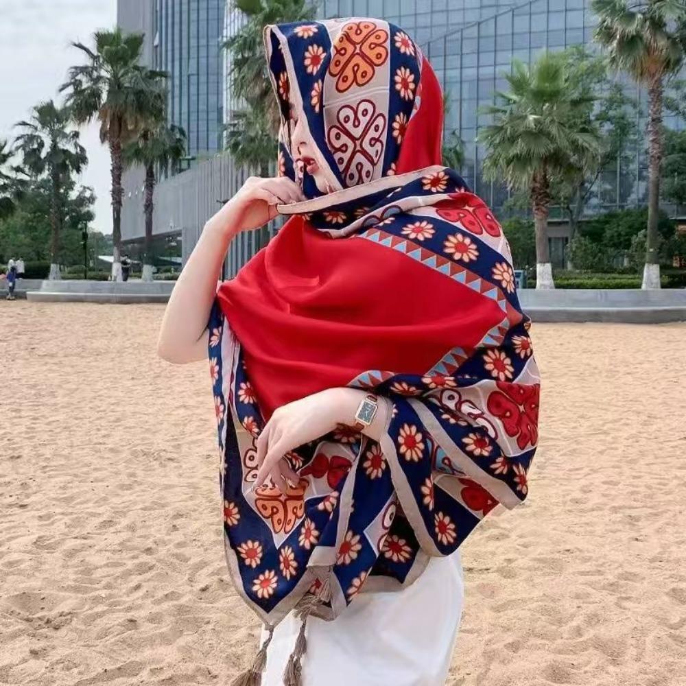 Chaka Salt Lake Great Northwest Tourism Ethnic Style Scarf Silk Scarf Women'S Summer Seaside Beach Shawl Sunscreen Thin
