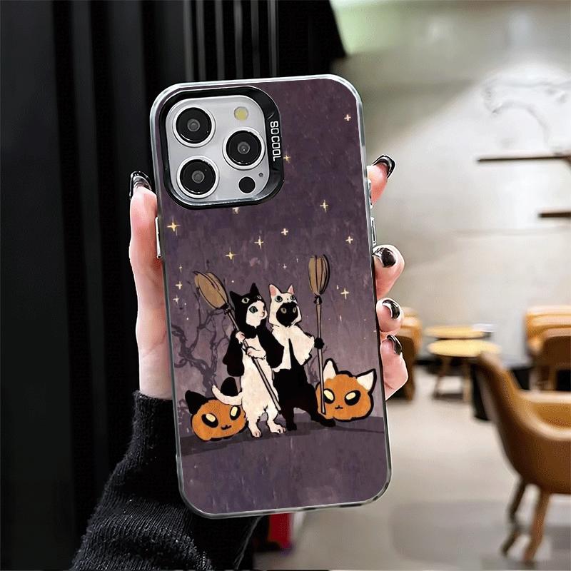 Black Cat Witch Aesthetics Soft Phone Case for iPhone 15 16 17 Pro Max 17Air 16E 14 Plus 13 12 Mini Shockproof Cover Back Shell