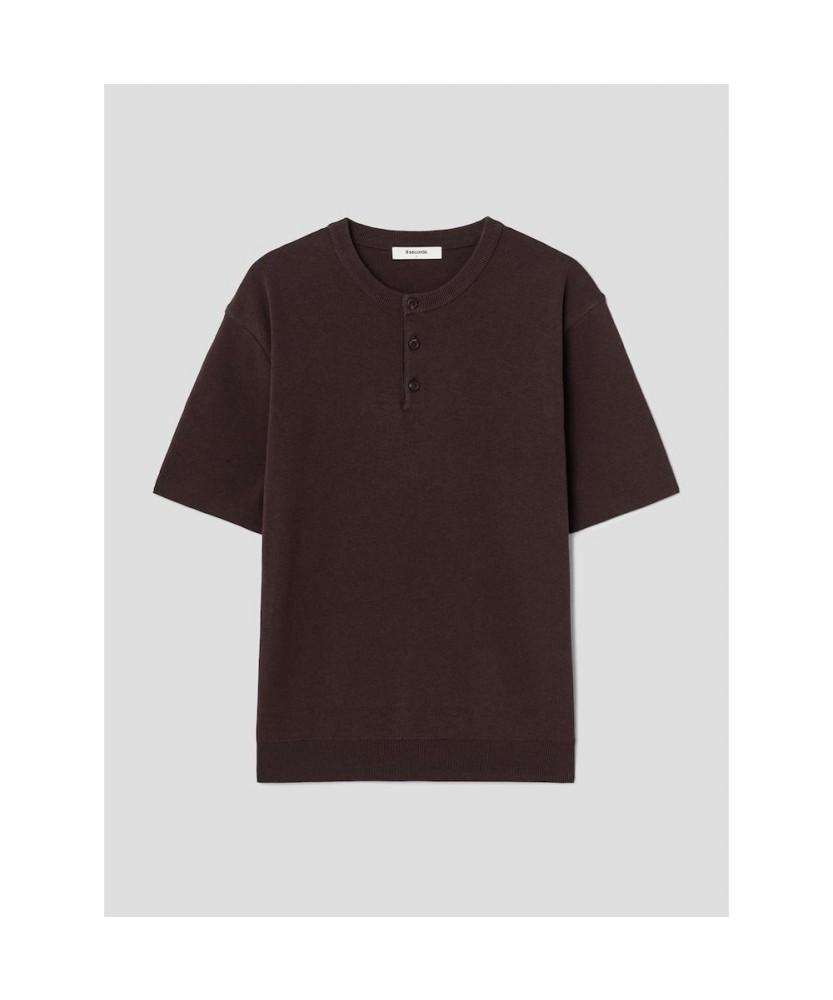 8seconds Henley Neck Short Sleeve Knit - Brown