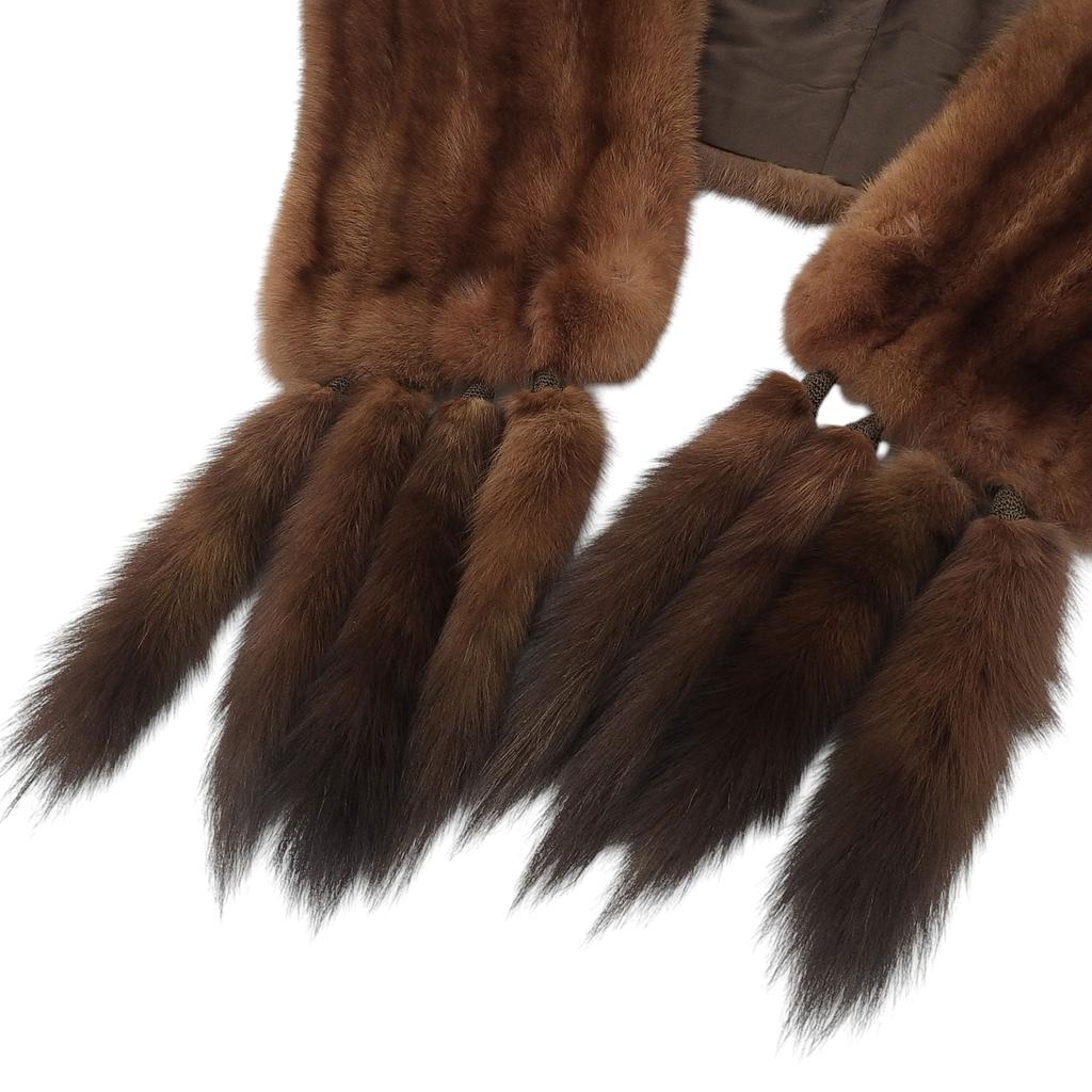 Excellent MITSUKOSHI genuine fur shawl With office Brown Sable SABLE Women Used