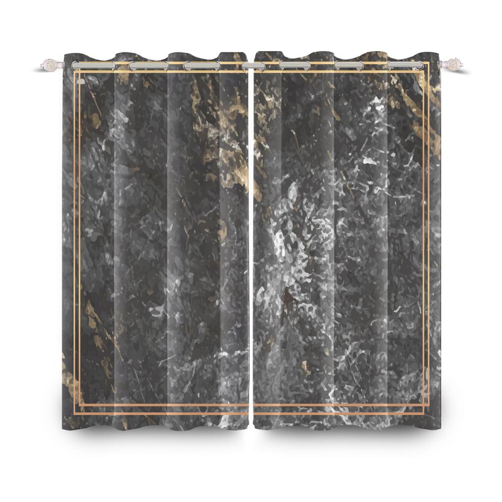 Modern Marble Grain Curtains Set Polyester Home Interior Minimalist Style Living Room Window Curtain Light Blocking For Area Made Of
