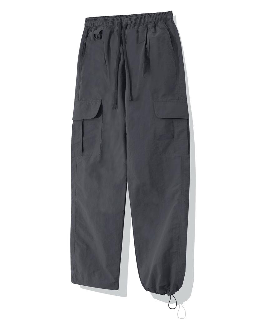 MODERMENT [Nylon] Semi-Wide String Cargo Pants [Deep Gray]