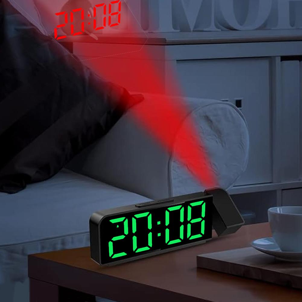 Projection Alarm Clock LED Digital Alarm Clock Large Number Display Desk Alarm Clock Temperature/Date Display for Heavy Sleepers