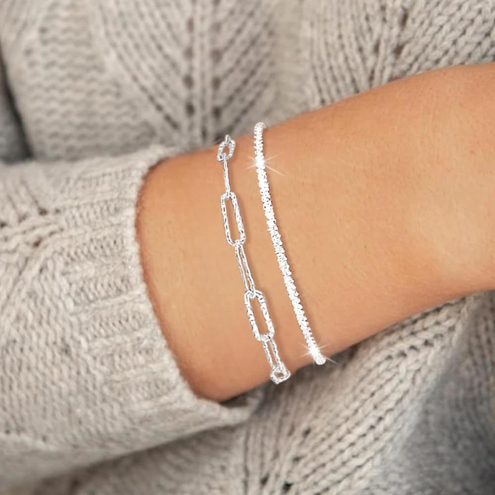 925 Silver Bracelets for Women Korean Designer Double Layered Starry Sky Wedding Jewelry Fashion