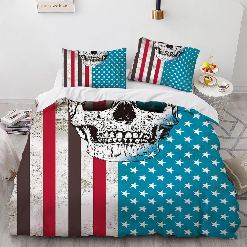 New Distressed Bedding Set Single Twin Full Queen King Size Bed Set Aldult Kid Bedroom Duvet cover Sets Skeleton Bed Sheet Set