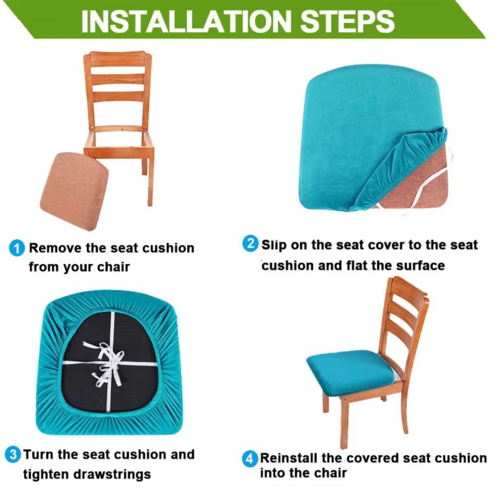 Simple PU Leather Dining Room Chair Covers Waterproof Solid Color Chair Seat Covers Removable Chair Cover