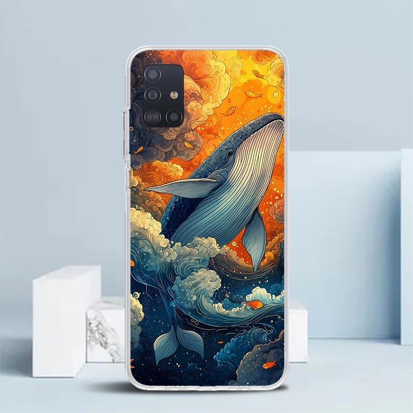 Humpback Whale Sea Giant Soft Cover for Samsung Galaxy A12 A22 A32 A52 A72 A02S Phone Case Note 20 Ultra 10 S10 Plus A51 A71 A50