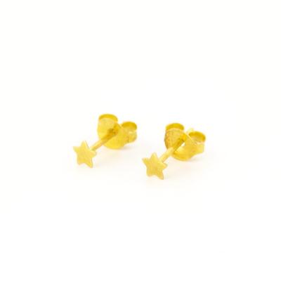 Tiny Golden Star Stud Earrings - Handmade Solid 925 Sterling Silver with Gold Plating Jewelry for Women's Gift