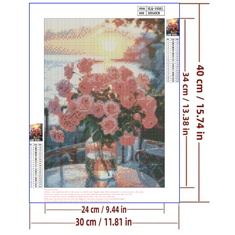 5d DIY Diamond Painting Cross Stitch Rose Flowers Diamond Embroidery Mosaic Full Round Drill Scenery Home Decor
