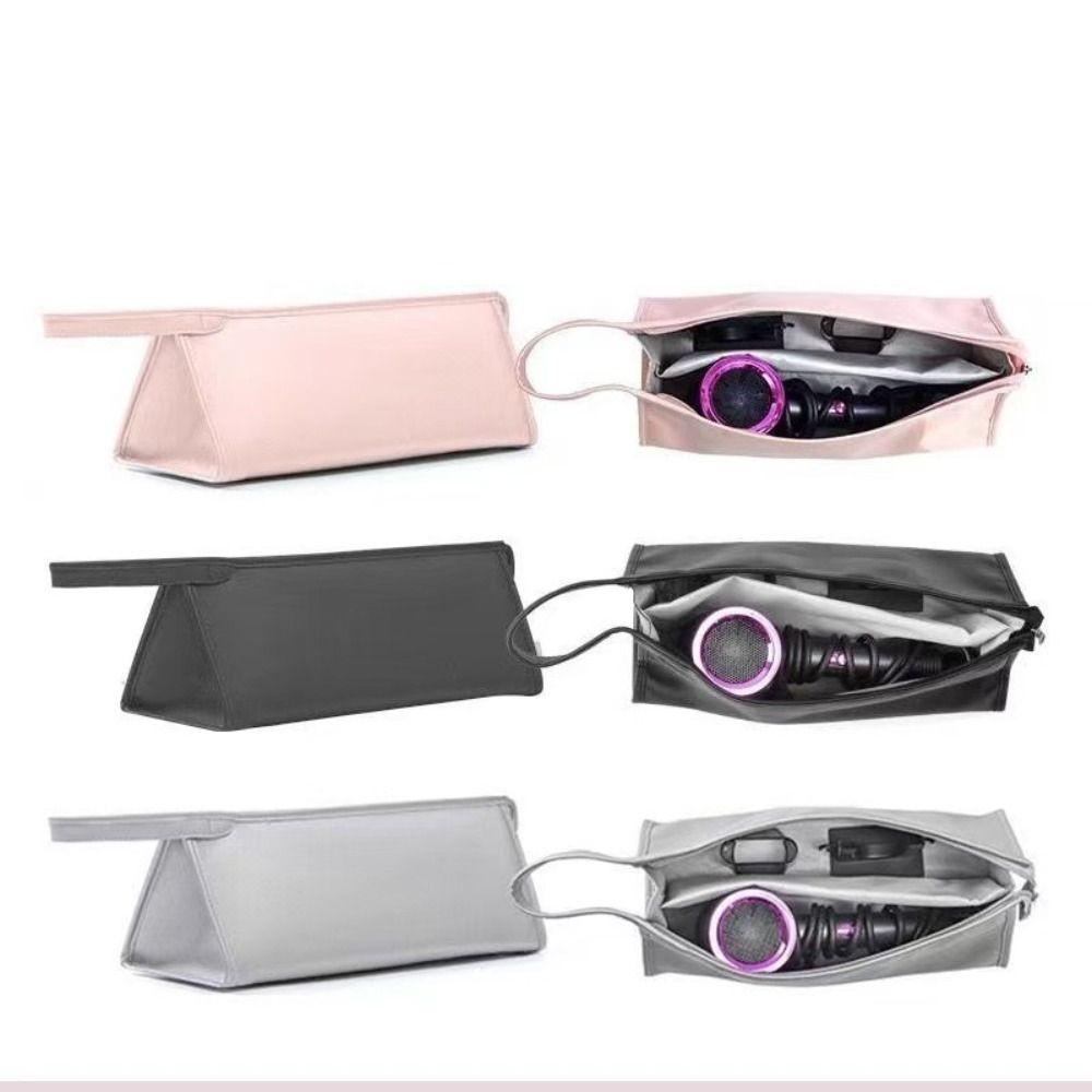 PU Leather Hair Dryer Storage Bag Waterproof Large Capacity Portable Travel Case Durable Dustproof Carrying Case