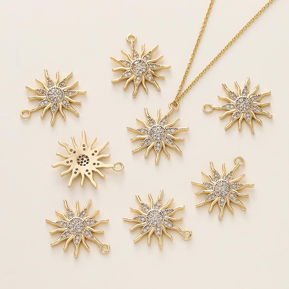 2/4Pcs 18K Gold Color Plated Various Leaves Charms Pendants with Zircon for DIY Necklace Jewelry Making Supplies Accessories