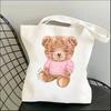 Harajuku Cute Bear Art Shoulder Bags Kawaii Tote Handbag Canvas Girl Environmental Large Capacity Portable Shopping Bag