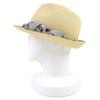 Excellent CHANEL COCO Mark Ribbon Fedora Straw Hat Beige Gray Pile Women M 22S Used
