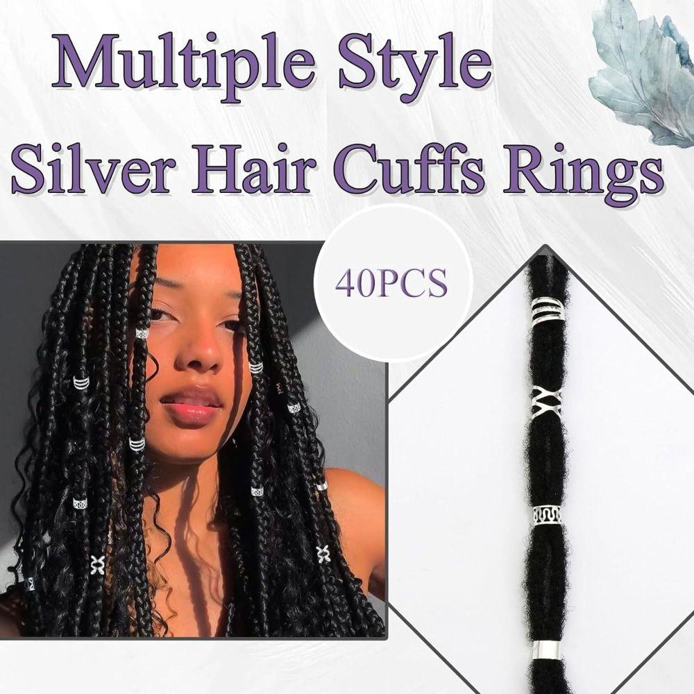 40PCS Multi Style Hair Braid Tubes Gold and Silver Braids Hair Beads Hair Jewelry