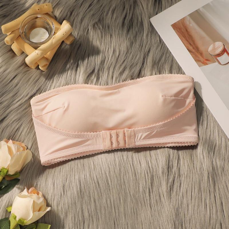

Strapless front buckle underwear gather top support chest wrap tube top women s seamless steel ring bra XL