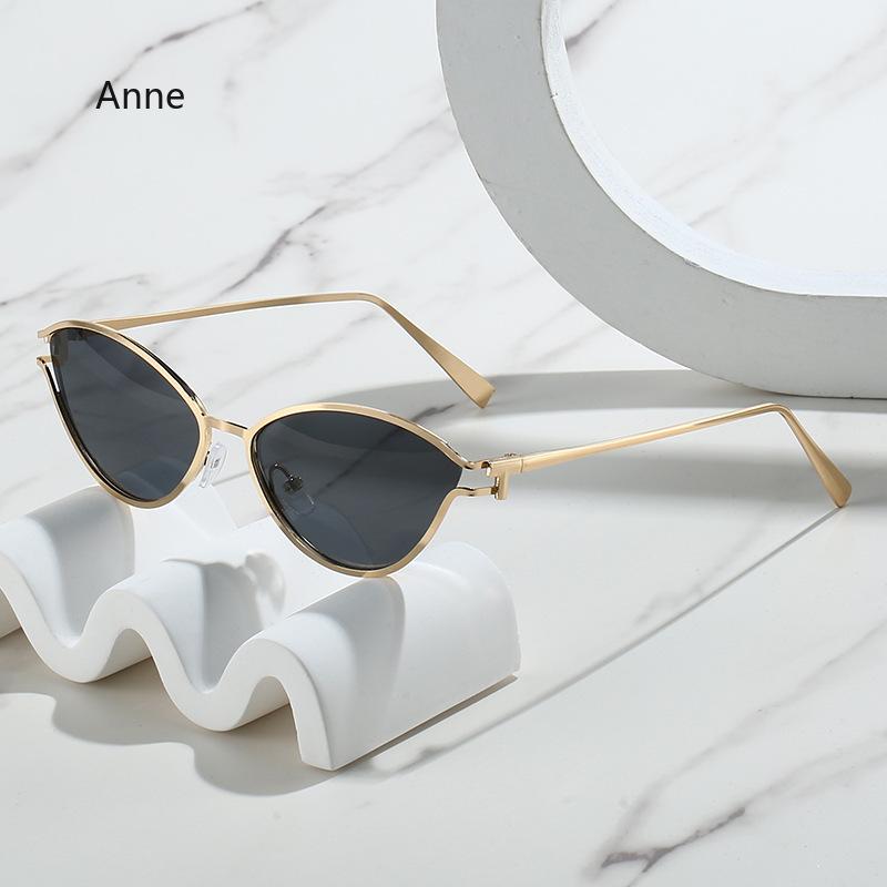 New Cat Eye Sunglasses Hip Hop Sun Glasses Women Men  Designer Metal Frame Ins Eyewear Shades Oculos De Sol UV400