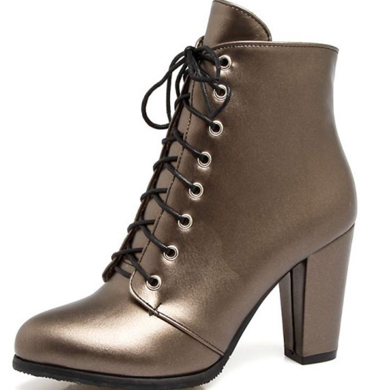 

2025 New Women Boots Autumn Ankle Boots for Woman Lace-Up Thick High Heels Custom botas femininas Winter Shoes Women WSH4136 39