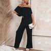 Women's Jumpsuit Color One Shoulder Casual Off Shoulder Jumpsuit With Pockets