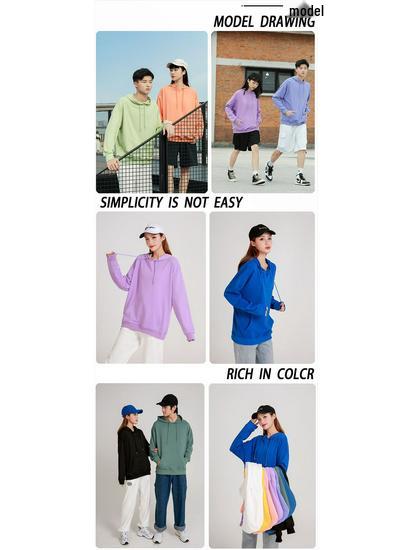 Loose Oversized Drop Shoulder Hooded Pullover Sweatshirt with Pocket - Solid Color, European Size, Customizable Design