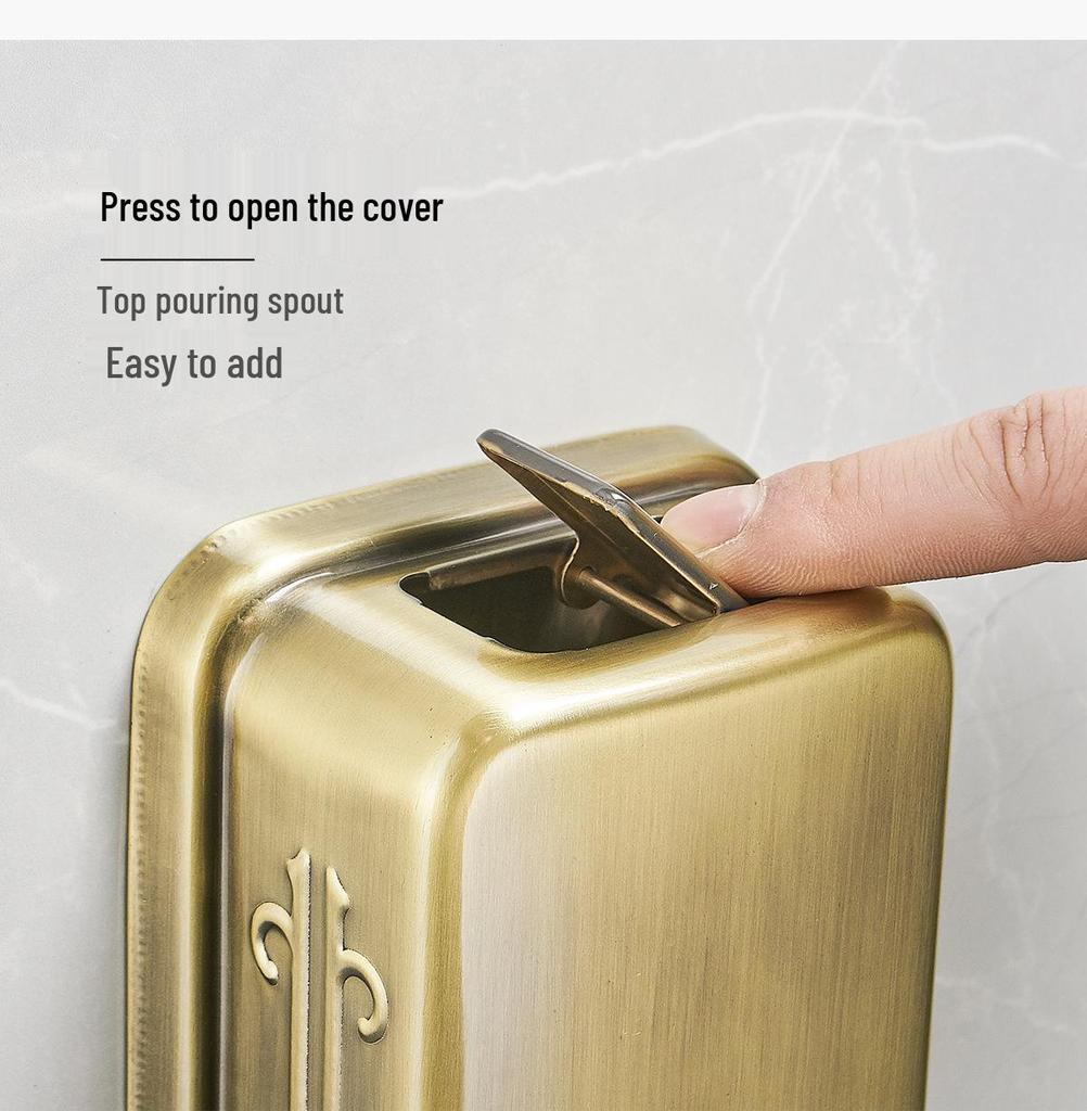 Wall-Mounted Black & Gold 500ML 304 Stainless Steel Soap Dispenser