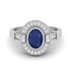 1.46 Ctw Oval Blue Sapphire 925 Sterling Silver Solitaire Halo Women Wedding Ring