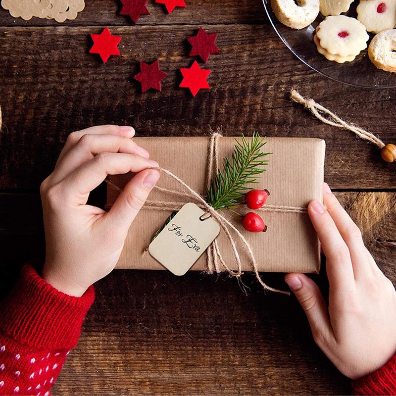 25/50/100 Pezzi Fette di Legno Naturale Non Verniciate Etichette Regalo Etichette Appese in Legno Vuote con Corda per Decorazioni Matrimonio Festa di Compleanno Segnalibri Fai da Te Artigianato