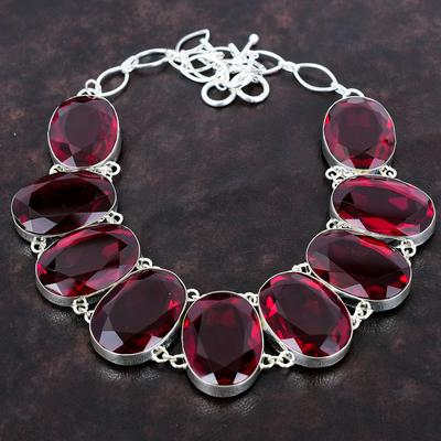 Facettierte Mosambik Granat Halskette 925 Sterling Silber Halskette Verstellbare Kette Halskette Original Edelstein Handgemachte Halskette Geschenk für Mama