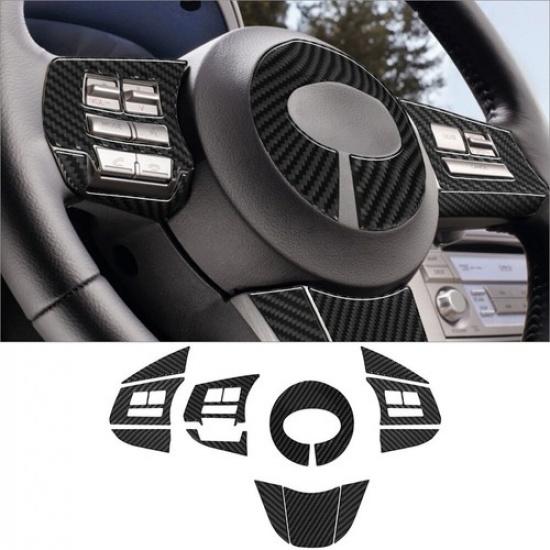 12Pcs Carbon Fiber Steering Wheel Kit Cover Trim For Subaru Legacy/Outback