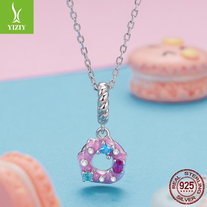 Dream Sweet Donut Pendant Accessories S925 Sterling Silver Macaron Girl Heart Diy Beads