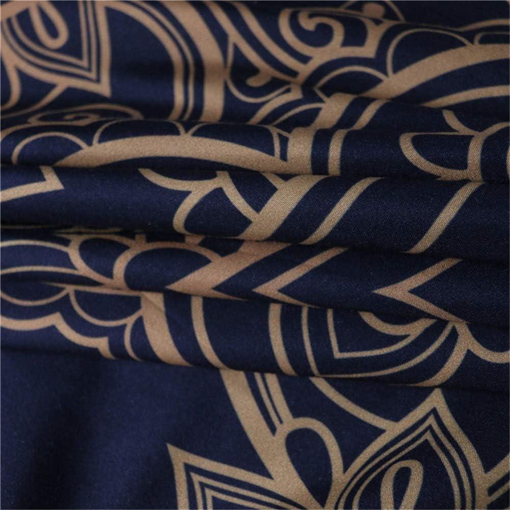 Down Comforter Set 3-piece Ultra-fine Fiber 3D Exotic Retro Gold Printed Bedding Set with Zipper Closure Pillowcase Duvet Cover