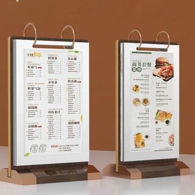 Wooden Holder Menu Card Holder Loose Leaf Sign Holder Display Stand  Desktop Binder