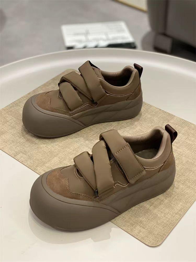 

Универсальная женская обувь с круглым носком, удобная мягкая подошва, белая обувь, нишевая обувь на платформе с большой головой, обувь-буханка 40 коричневый