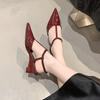 New Brand Women Sandal Fashion Pointed Toe Thin Low Heels Ladies Elegant Slingback Shoes Dress Pumps Shoes