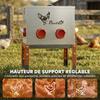 Automatic Chicken Feeder 27L, 6 Ports, Adjustable Height, Lockable Lid, 42x25x55cm, Steel, Silver