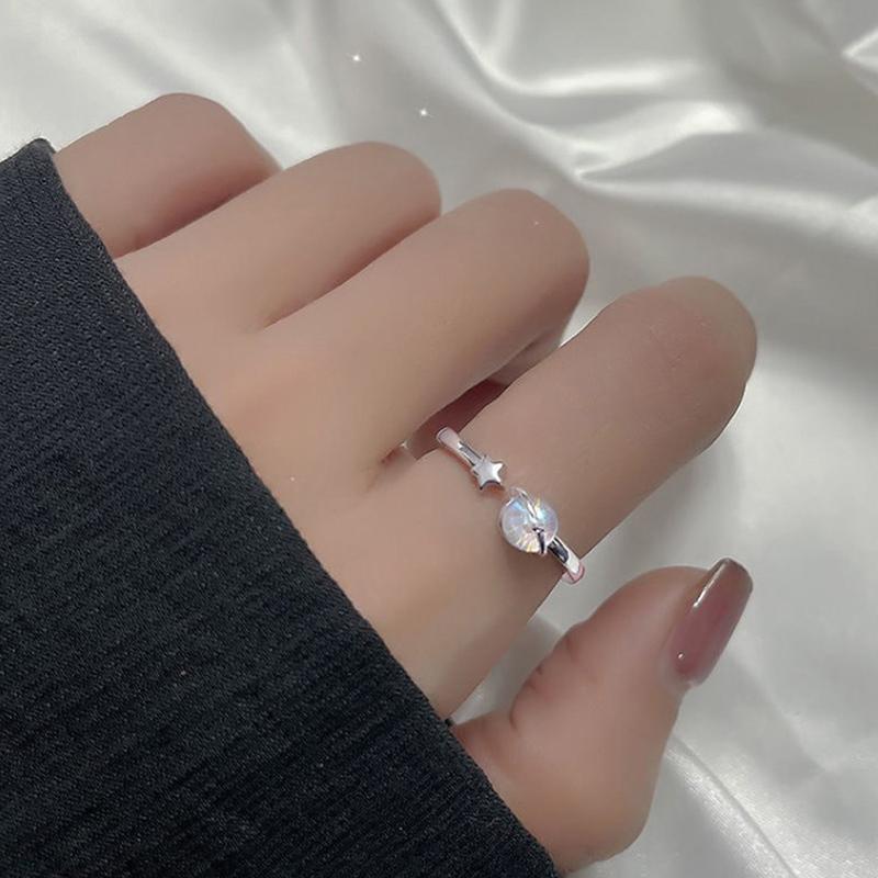 Couple Ring Happy Planet Astronaut Moonstone Couple Pair Ring Light Luxury