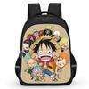 16 Inch Black Cartoon One Piece Backpack Mochila, Light Weight Unisex School Backpack Travel Daypack for Boys Girls Age 6-10