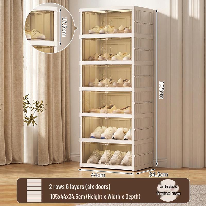 Transparent Plastic Foldable Shoe Storage Box - No-Installation Dustproof Shoe Cabinet & Movable Rack.