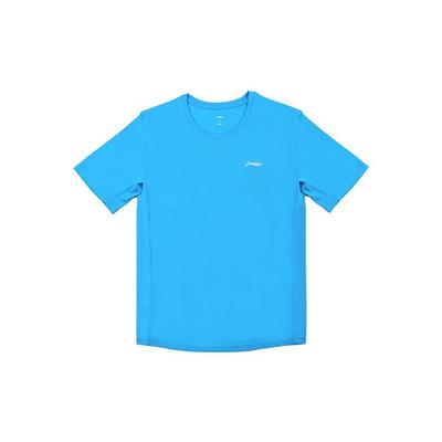Li Ning Logo Sports Round Neck Short Sleeve T-Shirt Men T-Shirts Light-Blue YTST073-1