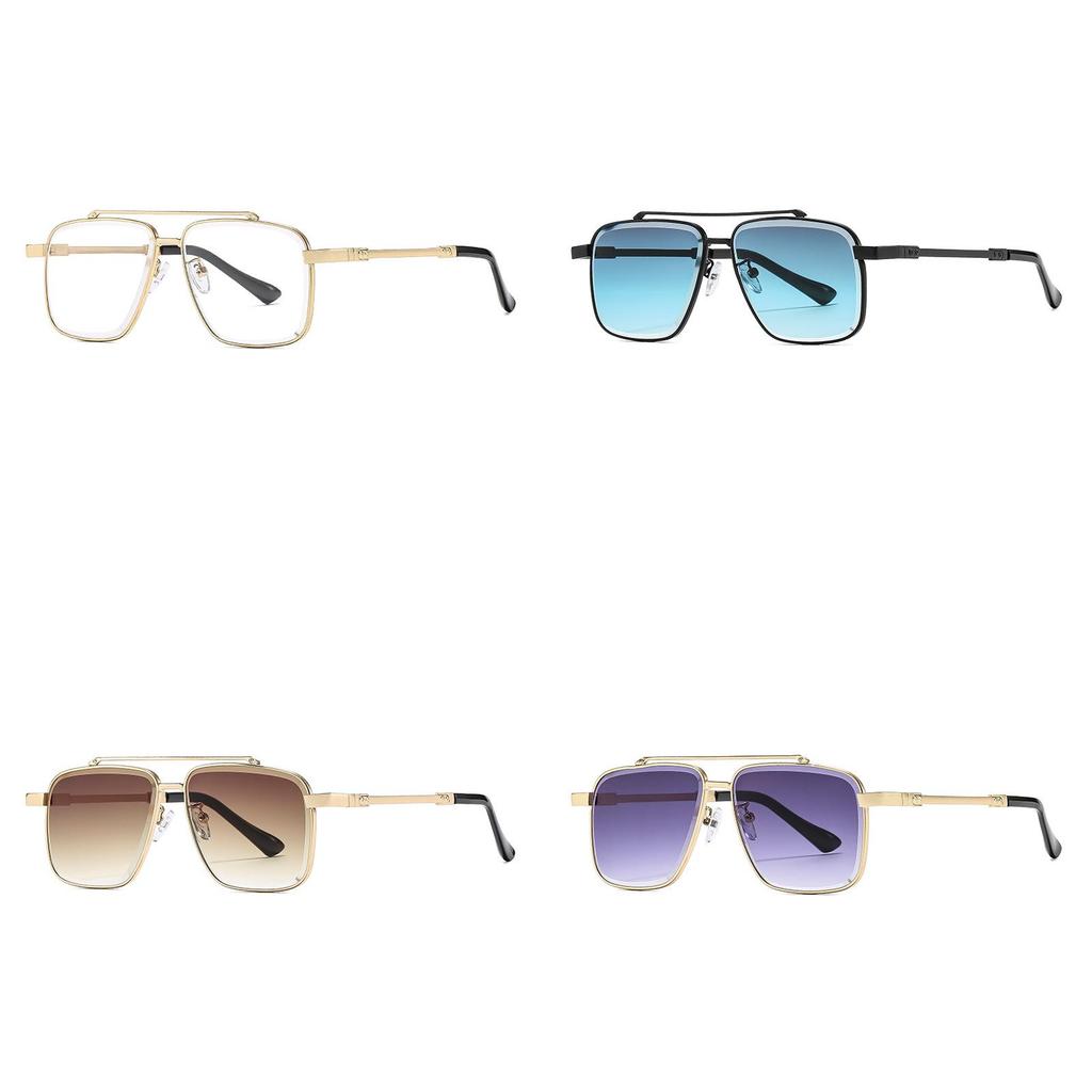 Mens Classic Square Metal Sunglasses With Gray Lenses For Outdoor Activities And Parties