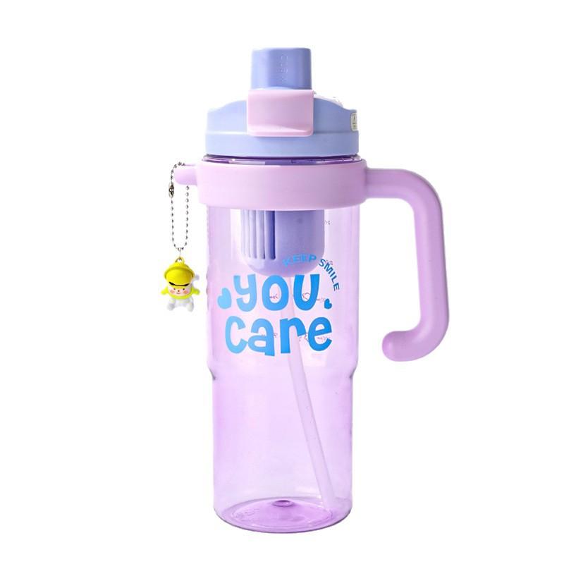 Water bottle new summer large-capacity plastic cup Big Mac cold ice cup high value double drinking cup handle straw cup