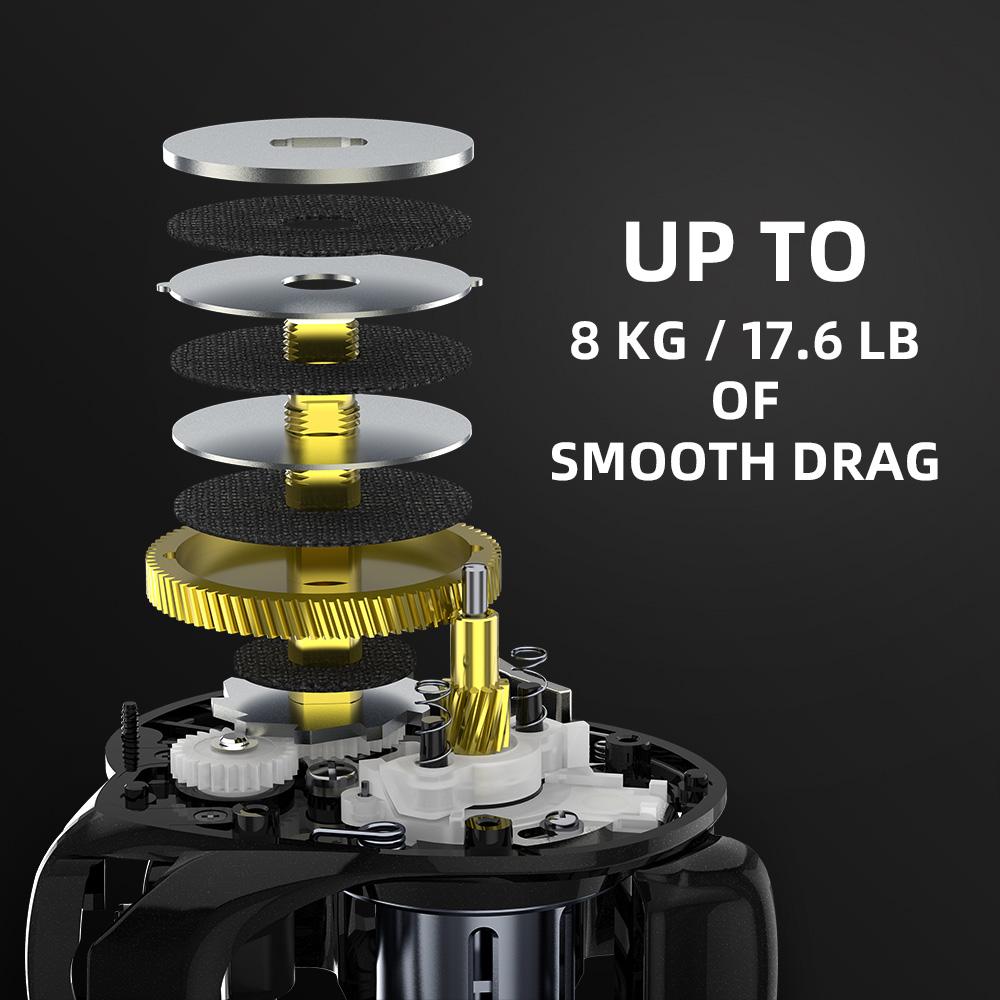 Portable Long Cast Baitcasting Reel 7.2:1 Gear Ratio Reel Freshwater Aluminum Spool 8 KG Drag Fishing Coil 7+1BB Aluminum Waterdrop Wheel Lure Reel