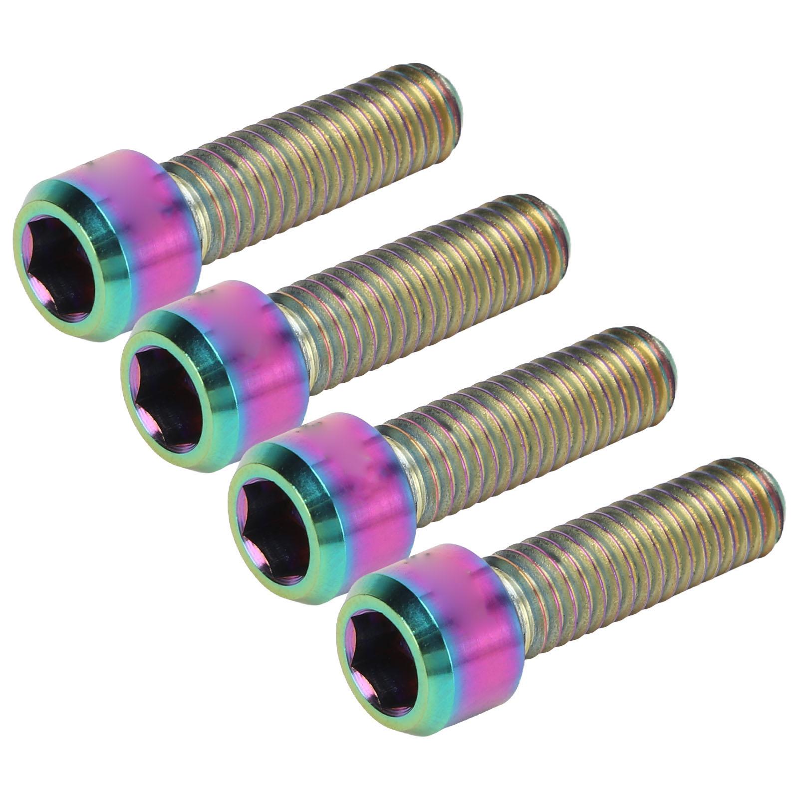 

4PCS RISK M6 X 20mm Mountain Bike Disc Brake Fixed Screw Titanium Alloy Bike Crankset Screw Disc Brake Caliper Fixed Shiny; 3x2.6mm