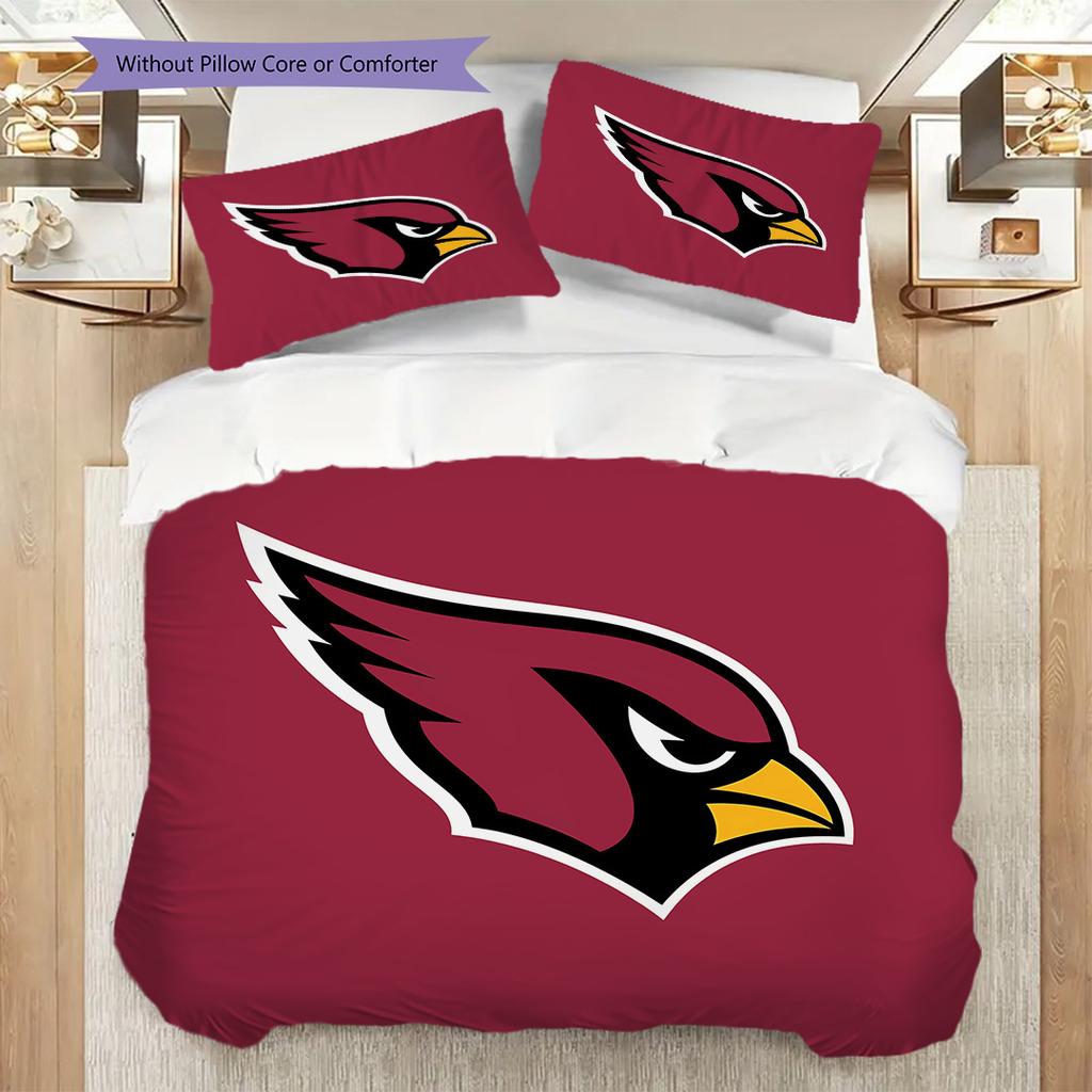 Arizona Cardinals Pattern Bedding Quilt Set Quilt Cover Pillowcase Home Decoration Birthday Gift (1 * Duvet Cover + 2 * Pillowcase, Without Core)