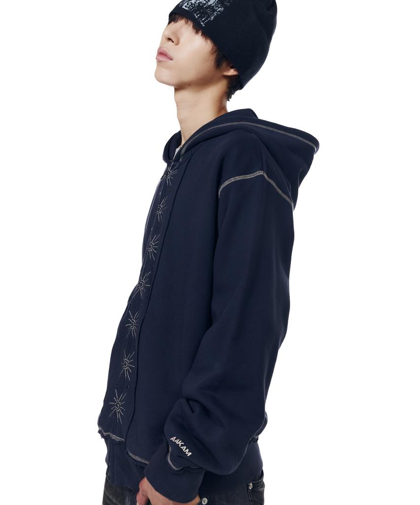Aakam Starburst Zip-Up Hoodie (Navy)