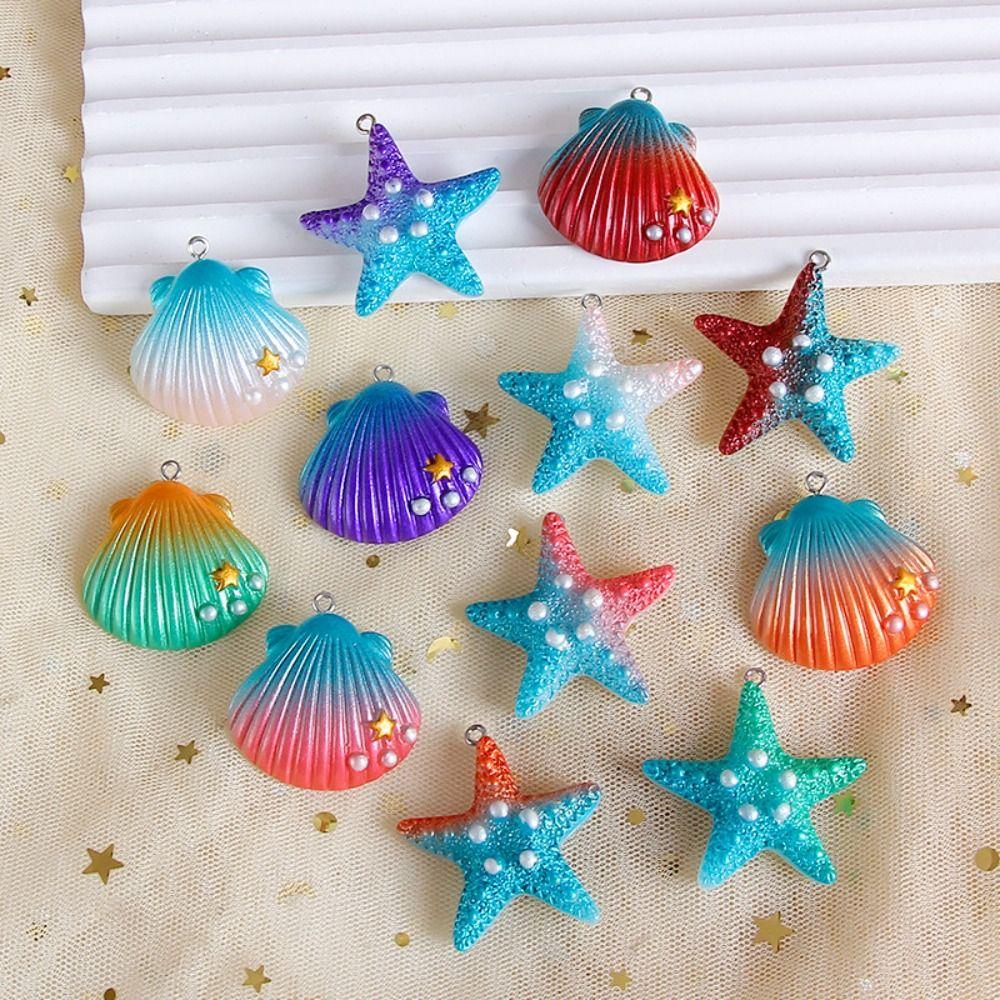 

Градиент цвета имитация морской ракушки раковина DIY ювелирный аксессуар красивая подвеска в виде морской звезды из смолы white&blue-starfish