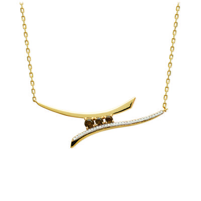 [N6974] - Gold-Plated Necklace 'Anastacia' Golden Amber - 55x15 Mm