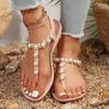 Large Size Summer New Pearl Toe Sandals Beaded Lightweight Flat Women's Shoes Comfortable and Versatile