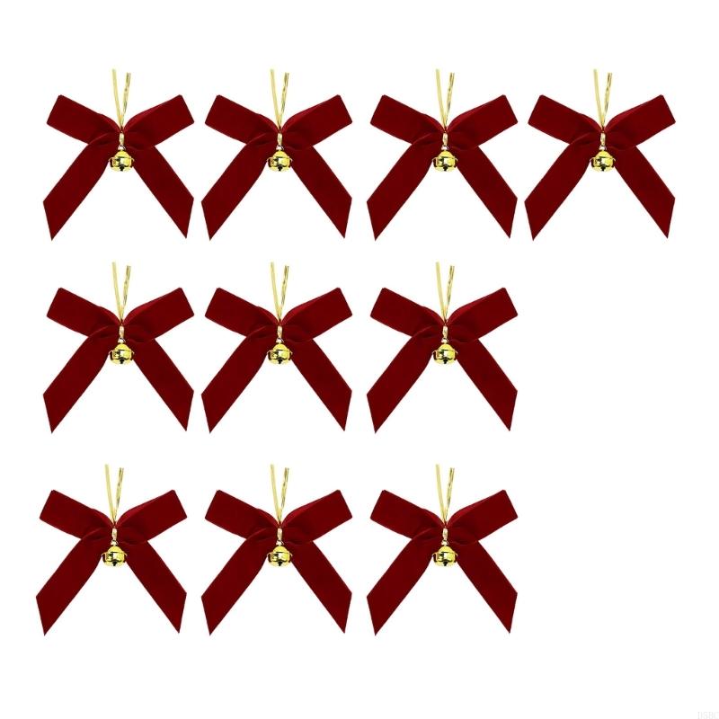 10Pcs Velvety Bowknot Hnaging Ornament with for Christmas Tree Decoration